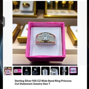 Elegant Silver and Gold CZ Wide Band Ring